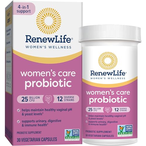 Renew Life Probiotics for Women, 25 Billion CFU Guaranteed, Probiotic Supplement for Digestive, Vaginal & Immune Health, Shelf Stable, Soy, Dairy & Gluten Free, 30 Capsules