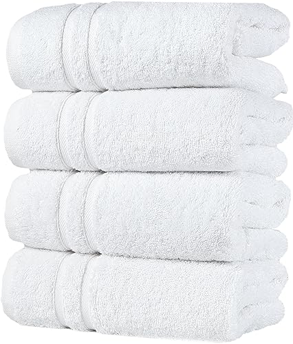 Hawmam Linen White Hand Towels 4-Pack -16 x 29 Turkish Cotton Premium Quality Soft and Absorbent Small Towels for Bathroom