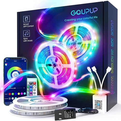 GUPUP LED Strip Lights,Rope Lights,Bluetooth APP Control,Color Changing Light Strip,Lights sync with Music,para cuarto,LED Lights for Bedroom,Room,Indoor