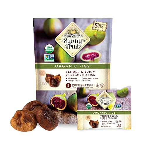 Turkish Dried Figs - Sunny Fruit (Pack of 1) - (5) 1.76oz Portion Packs per Bag | Purely Figs - NO Added Sugars, Sulfurs or Preservatives | NON-GMO, VEGAN, HALAL & KOSHER