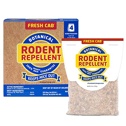 Fresh Cab Rodent Repellent - Indoor Botanical Pest Control - Safe for Kids & Pets When Used as Directed - Made with Balsam Fir Essential Oil - 4-Pack