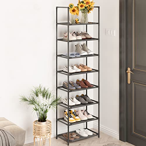Z&L HOUSE 8 Tier Shoe Rack Narrow, Sturdy Shoe Rack Tall Store 16-20 Pairs of Shoes, Stackable Shoe Shelf for Closet Entryway to Increase The Use of Space