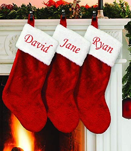 DSGN BY DNA Personalized Custom Embroidered Christmas Xmas Plush Stocking 20 Inches