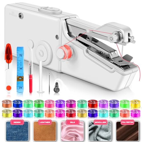 Mini Sewing Machine with Accessory Kit, Lightweight and Easy Operated Cordless Handheld Sewing Machines for Beginners, Portable Sewing Machine for Home Quick Repairing and Stitch Handicrafts