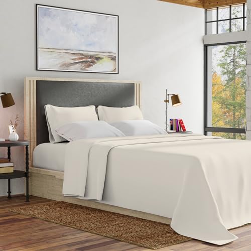 Purity Home 300 Thread Count Organic 100% Cotton Ivory Full Size Bed Sheets, Percale Weave 4-Piece Cotton Sheet Set for Full Size Bed, Ultra-Soft Cool & Crisp, Breathable, Fits Mattress Upto 16