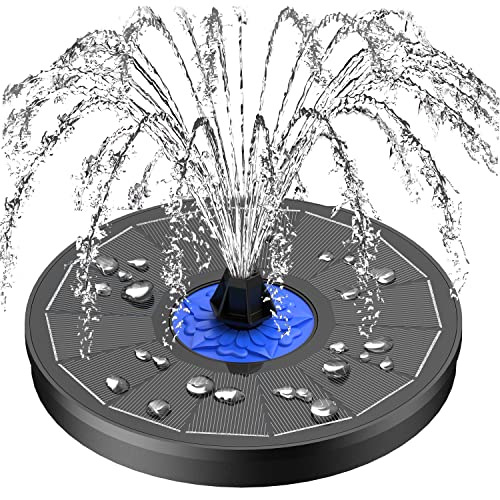 SZMP Solar Fountain 2023 Upgrade, 3.5W Solar Powered Bird Bath Fountains with Flower, Outdoor Water Feature Fountain Pump with 7-in-1 Nozzles, 4 Fixed Pipes for Humingbirds, Garden, Pool, Pond