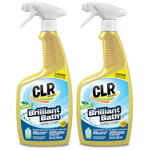 CLR Brilliant Bath Foaming Bathroom Cleaner Spray - For Use On Toilet, Bath, Shower, Sink, Glass, Stainless Steel - Fresh Scent, 26 Ounce Bottle (Pack Of 2)