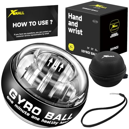 XMALL Wrist Power Gyro Ball, Hand Forearm Strengthener, Wrist Trainer, Auto-Start Colorful Lighting