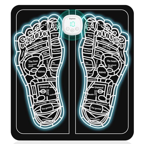 CrazySun EMS Foot Massager Mat for Neuropathy - Foot Massager for Pain Plantar Relief, Improve Circulation, Muscle Relaxation, Portable & Rechargeable Feet Massager Pad with 6 Modes &19 Levels