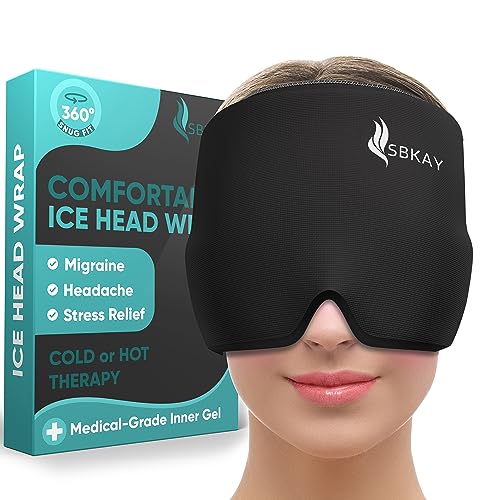 Migraine Relief Gel Ice Cap - 360° Form Fitting, Hot/Cold Therapy for Headaches, Tension, Stress