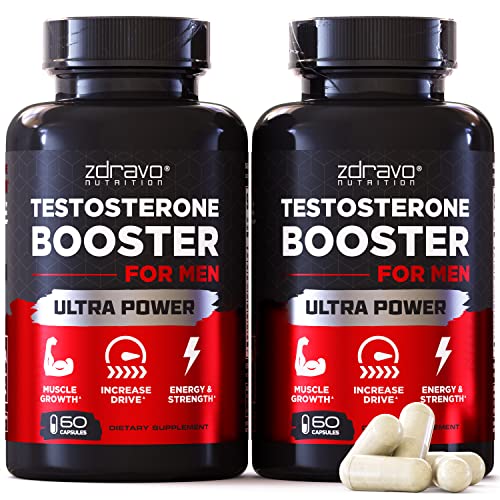 Testosterone Booster - Testosterone Supplement for Men - Workout Supplement for Muscle Growth, Libido, Stamina, Strength, Endurance - Male Enhancing Supplement Pills - Men