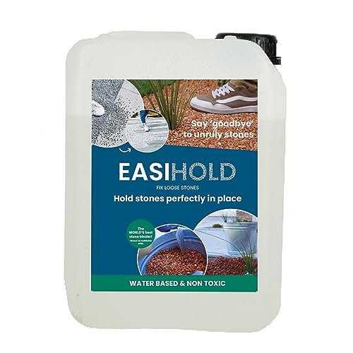 EASIHOLD Rocks - 1.3 Gal Gravel Glue for Pea Gravel, Rock Glue and Mulch Glue in XL Saver Size. Lasts up to 3 Years, Non Toxic, Ready to Use, Fast Drying.