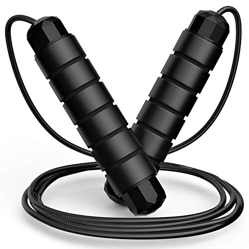 Jump Rope, Tangle-Free Rapid Speed Jumping Rope Cable with Ball Bearings for Women, Men, and Kids, Adjustable Steel Jump Rope Workout with Foam Handles for Fitness, Home Exercise & Slim Body