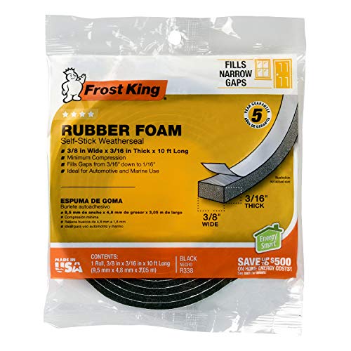 Frost King R338H Self-Stick Rubber Foam Weatherseal, 3/8