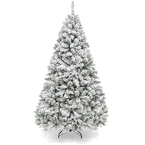Best Choice Products 6ft Premium Snow Flocked Artificial Holiday Christmas Pine Tree for Home, Office, Party Decoration w/ 928 Branch Tips, Metal Hinges & Foldable Base