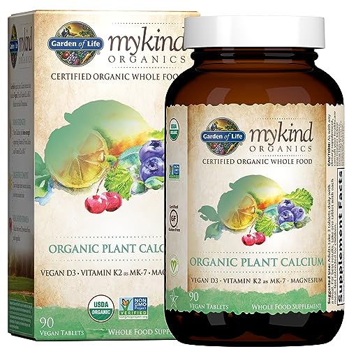 Garden of Life Organics Plant Calcium Supplement Made from Whole Foods with Magnesium, Vitamin D as D3, and Vitamin K as MK7 for Bone Health, Teeth & Joint Support, Gluten-Free - 30 Day Count