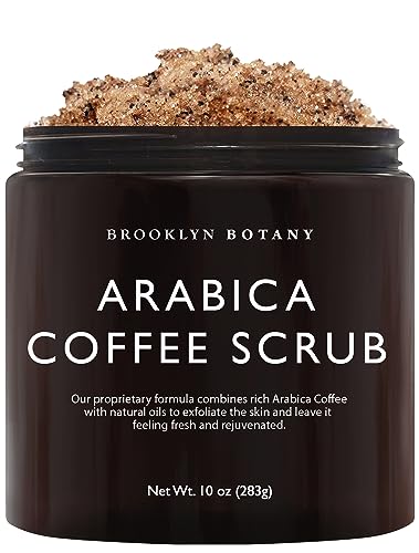 Brooklyn Botany Dead Sea Salt and Arabica Coffee Body Scrub 10 oz - Moisturizing and Exfoliating Body, Face, Hand, Foot Scrub - Fights Stretch Marks, Fine Lines, Wrinkles - Great Gifts for Women & Men