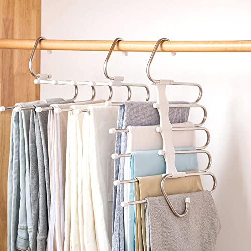 Azeroth 2-Pack S-Type Stainless Steel Anti-Slip Pants Hangers for Closet Storage