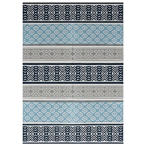 BalajeesUSA Outdoor Plastic Patio Rugs – 5x7, Grey, Teal Multipurpose Reversible mats Woven Plastic Straw All-Weather and Waterproof Rug Camper Rugs Outdoor