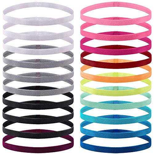 Duufin 20 Pieces Elastic Sport Headbands Non-Slip Workout Headband