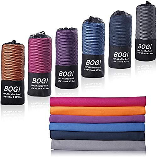 BOGI Microfiber Travel Sports Towel-Quick Dry, Soft Lightweight, Absorbent, Compact Towel for Camping Gym Beach Bath Yoga Swimming Backpacking (M:40