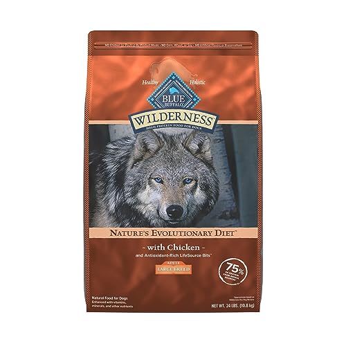 Blue Buffalo Wilderness High Protein Natural Large Breed Adult Dry Dog Food plus Wholesome Grains, Chicken 24 lb bag