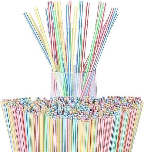 YOISDJL 100pcs Flexible Disposable Plastic Straws, Drinking Straws, Plastic Straws Bendable Assorted Colors Bendy Straws Disposable Drinking Straws Perfect for Home, Parties