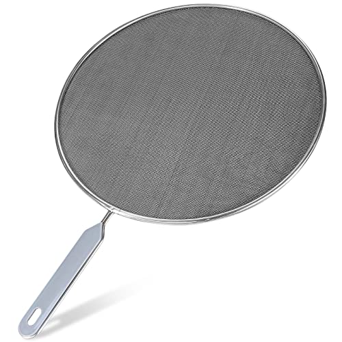 Unbroge Professional Stainless Steel Odor Absorbing Splatter Screen For Frying Pan With Carbon Fiber Filter,Mesh Grease Splatter Guard For Frying Pan,Oil Splatter Guard (11 inch)