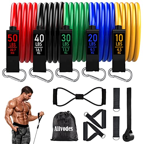 Resistance Bands, Resistance Band Set, Workout Bands, Exercise Bands for Men and Women, Exercise Bands with Door Anchor, Handles, Legs Ankle Straps for Muscle Training, Physical Therapy, Shape Body