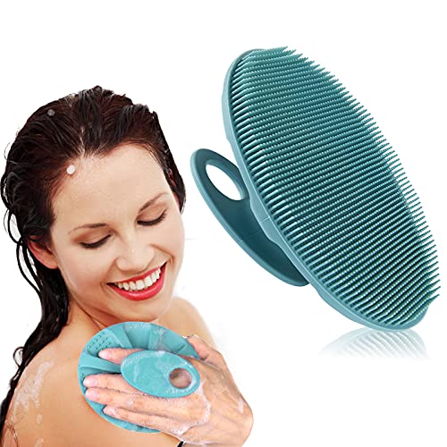 INNERNEED Soft Silicone Body Cleansing Brush Shower Scrubber, Gentle Exfoliating and Massage for All Kinds of Skin (Dark Green)