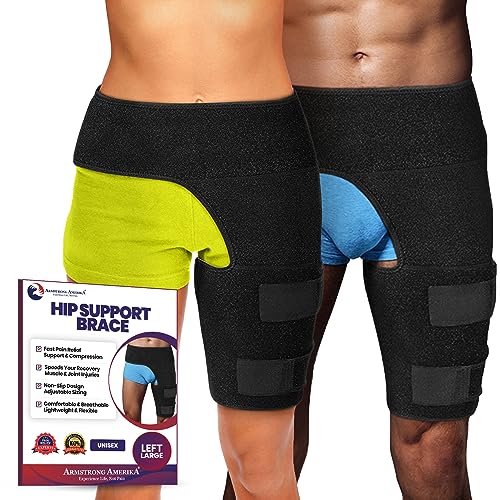 Hip Brace Thigh Compression Sleeve | Hip Sciatica Pain Relief Device Brace | Hamstring & Groin Compression Sleeve Wrap for Sciatic Nerve Relief | Hip Support Brace for Women & Men | Large / Left