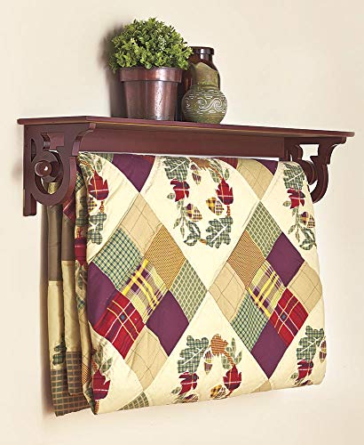 The Lakeside Collection Deluxe Quilt Rack with Shelf - Walnut
