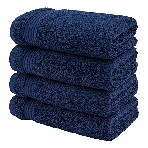 American Veteran Towel, Hand Towels for Bathroom, 4 Piece Hand Towel Sets Clearance Prime, 16 inch 28 inch 100% Turkish Cotton Face Hand Towels, Bathroom Set of 4, Navy Blue Hand Towels