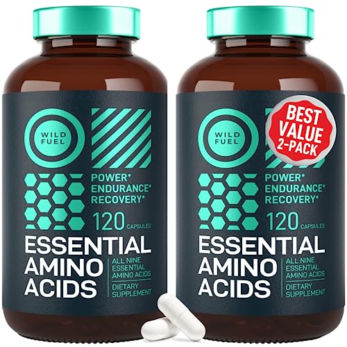 Essential Amino Acids Supplement For Women And Men - All 9 BCAAs Amino Acid Complex for Power and Recovery - EAA Perfect Amino Energy: Lysine, Tryptophan, Isoleucine - 2 Pack 240 Vegan BCAA Capsules