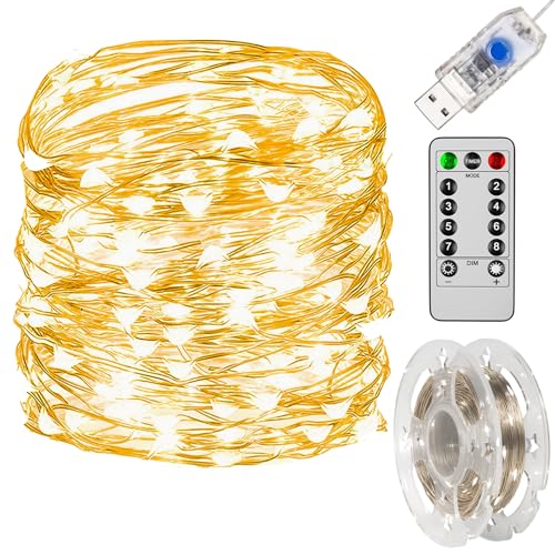200-LED Fairy Lights with Remote & Timer, 66FT Waterproof USB Fairy String Lights, Plug in Twinkle Lights for Bedroom, Christmas Lights 8-Modes Outdoor Indoor Decor Party