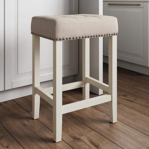 Nathan James Hylie Nailhead Wood Pub-Height Kitchen Counter Bar Stool 24