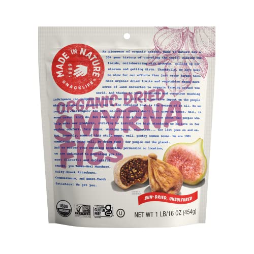 Made in Nature Organic Dried Fruit, Turkish Smyrna Figs, 16 Ounce (Pack of 1) – Non-GMO, Unsulfured Vegan Snack