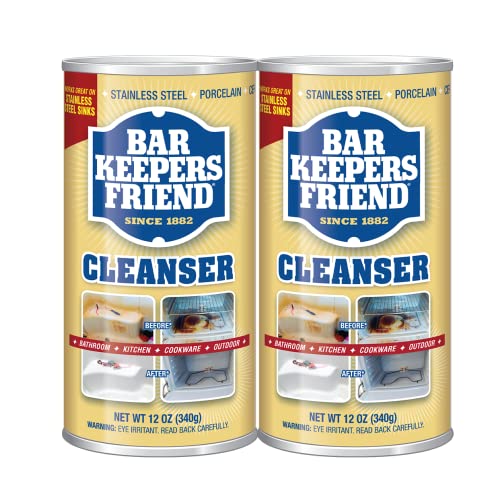 Bar Keepers Friend Powder Cleanser - 12oz Multipurpose Cleaner & Stain Remover For Bathroom, Kitchen & Outdoor Use