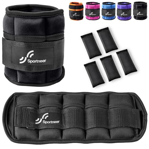 Sportneer Adjustable Ankle Weights for Women and Men 1 Pair of 2 3 4 6 7 LBS Wrist Arm Leg Weights with Adjustable Straps, Strength Training Weighted for Yoga, Walking, Running, Aerobics, Gym