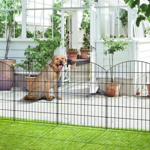 FOREHOGAR Decorative Metal Garden Fence Outdoor CTW3643, 43.2in H x 14.75 ft L, No Dig Temporary Dog Fence Border Fencing for Yard Patio Landscape Flower Bed,5 Panels + 6 Stakes, Black