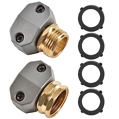Sanpaint Zinc and Brass Male and Female Coupling, Fits All 5/8-Inch and 3/4-Inch Garden Hose Repair Fitting,1 Sets