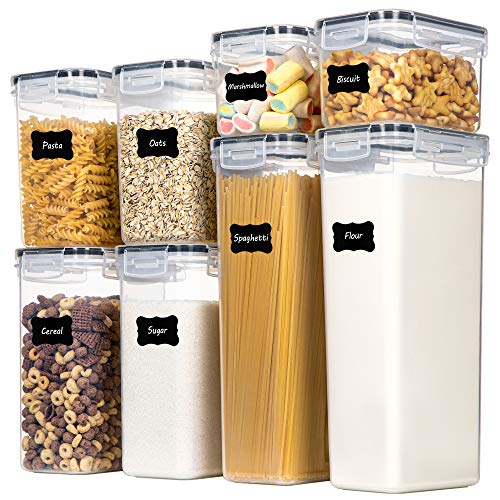 CHEFSTORY Airtight Food Storage Containers with Lids, 8 PCS Plastic Storage Containers for Kitchen & Pantry Organization and Storage,Dry Food Canisters for Flour, Sugar and Cereal