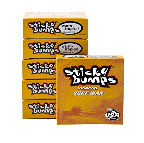 Sticky Bumps Warm/Tropical Water Surfboard Wax, White, 6 Pack