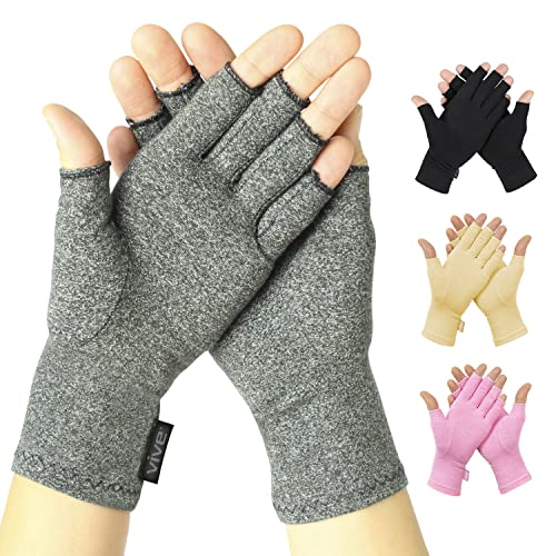 Vive Arthritis Gloves - Men, Women Rheumatoid Compression Hand Glove for Osteoarthritis- Arthritic Joint Pain Relief - Carpal Tunnel Wrist Support - Open Finger, Fingerless Thumb for Computer Typing