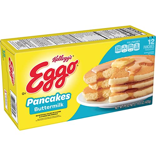 Eggo Frozen Pancakes, Frozen Breakfast, 8 Vitamins and Minerals, Buttermilk, 14.8oz Box (12 Pancakes)