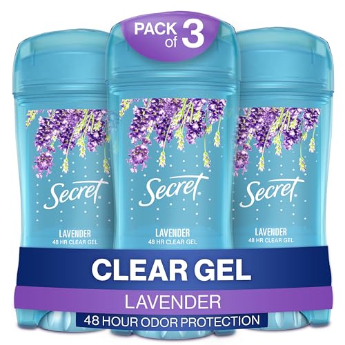 Secret Antiperspirant and Deodorant for Women Refreshing Lavender, Clear Gel, 48 Hr Odor Protection, 3.4 oz (Pack of 3)