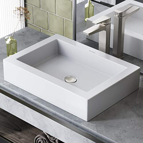 Swiss Madison SM-VS282 Voltaire Wide Rectangle Vessel Sink, Glossy White