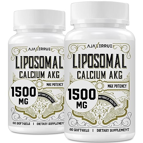 Liposomal Calcium AKG Supplement 1500 MG (Alpha-Ketoglutaric Acid), High Absorption, More Effective Than AAKG, Ca AKG for Longevity, Age Defense, Cellular Energy, Metabolic Function, 120 Softgels