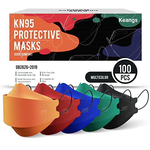 Keangs KN95 Face Masks 100 Pack, Breathable Protective Disposable Mask For for Adults And Teens, Multicolor