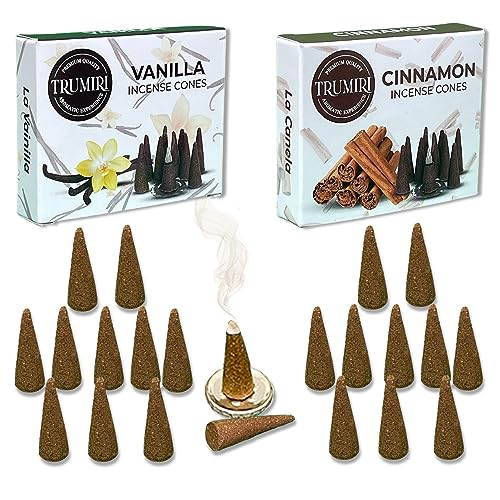 Incense Cones - Combo Pack of 20 Cone Incense - 10 Vanilla + 10 Cinnamon - Insence Cones - Incense Cones Scented - Cone Incense Scents - Insense Cones - Incent Cone